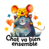 Chat et Souris Heureux Ensemble