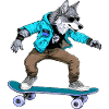 Skateboarder Wolf