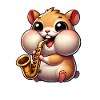 Cute Hamster Saxophone Jazz Cartoon Music