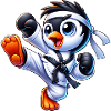 Urocze pingwinowe karate Kick Martial Arts