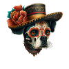 Sugar Skull Dog in Fiesta Hat