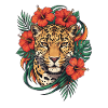 Leopard head in tropical flair