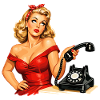 Zirytowana pin-up dziewczyna: retro grafika na telefonie