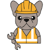Frenchie Construction Worker Dog Cartoon