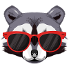 Raccoon with red sunglasses