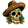 Sugar Skull Sombrero Floral Art
