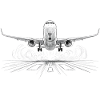 Runway Passenger Airplane Takeoff Drawing Print