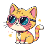 Kawaii-Katzen-Pastellrosa Brille