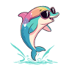 Rainbow dolphin in glasses