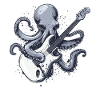 Octopus guitarist with electric guitar
