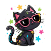 Black Cat Confetti and Pink Glasses
