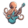 Ink Octopus with Electric Guitar