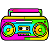 Neon Boombox Retro Pop Art