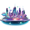 Neon Space City Skyline