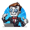 Roboter-Streamer im Anzug