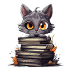 Kittens over stacks of books