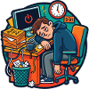 Lavoro stanco in ufficio Umorismo dello stress