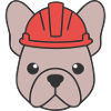 Frenchie Handwerker Helm Hund