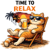 Relaxing Sunset Cat with Beer