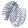 Iridescent ribs in spiral