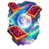 Space toast with rainbow