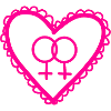 Herz der zwei Feminisymbole