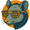 Rat with sunglasses retro style