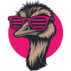 Strauß mit Sonnenbrille, Nandu, Emu