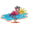 Beach flamingo with sunglasses