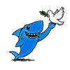 Blue shark meets dove of peace