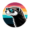Ferret silhouette retro rainbow