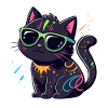 Neon black cat and glasses