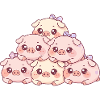 Cuddly piggy pyramid