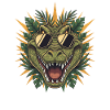Tropical crocodile with sunglasses