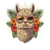 Tropical llama with sunglasses