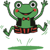 Cheerful frog in tuxedo