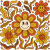 Retro 70s Groovy Happy Daisy Flower