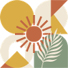 Boho Abstract Geometric Botanical Sunburst