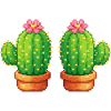 Pixel Cactus Twins in Pot