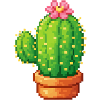 Cactus pixel avec fleur