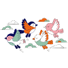 Vivid Flock Flying Birds