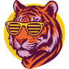 Tiger in Neon Retro Style