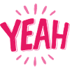 yes pink lettering with rays