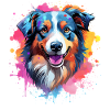 Farbenfrohe Splash-Kunst Australischer Schäferhund
