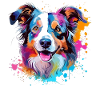 Hund Australian Shepherd Bunte Splash-Kunst
