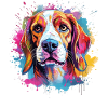 Farbenfroher Hunde-Splash-Art-Beagle