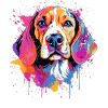 Farbenfrohe Splash-Art-Beagle-Hund