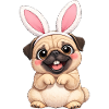 Cute Pug Dog with Bunny Ears Easter Cartoon