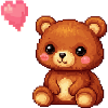 Pixel bear with heart balloon