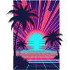 Neon sunset on the palm beach